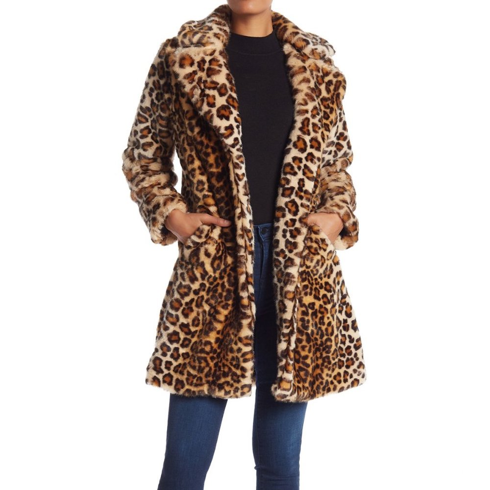 TRINA TURK  Leopard faux  fur coat